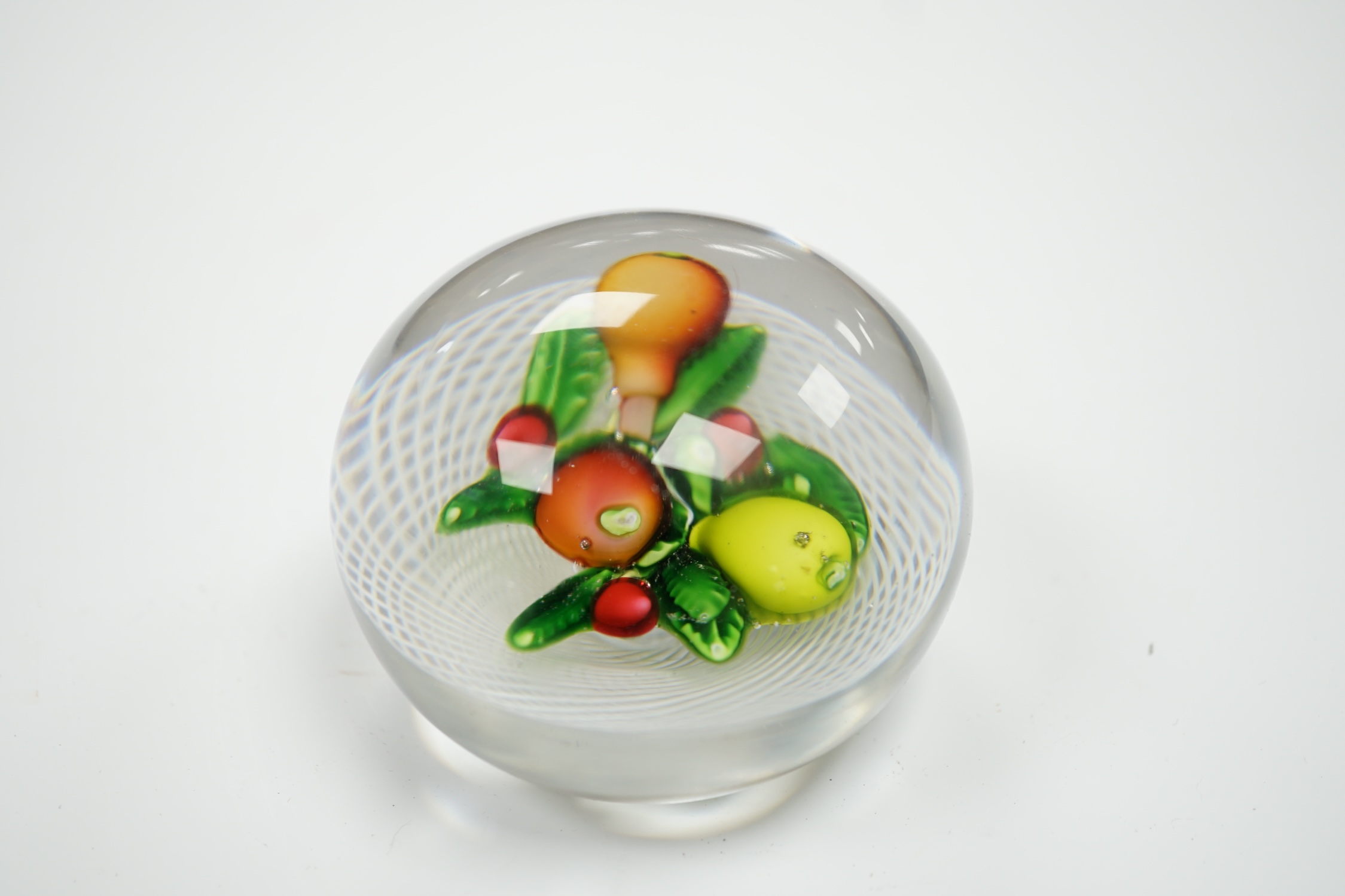 A St Louis glass fruit paperweight, 6cm in diameter